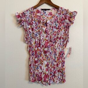 NWT Violet & Claire Floral Print Crinkle Blouse L